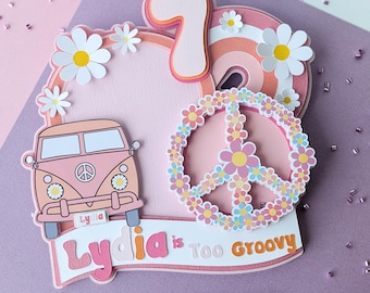 Two Groovy Party Cake Topper, Pastel Groovy Cake, Retro Birthday Party Decorations, Hippie 70s Cake Topper, Groovy Girl Cake Topper