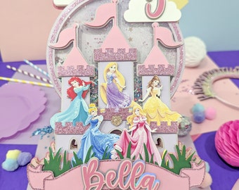 Princess Birthday Cake Topper, Princess Castle, Princess Decorations,  Pink Girl Party, Pink Cake Topper, Princess Dress, Girl Birthday Cake