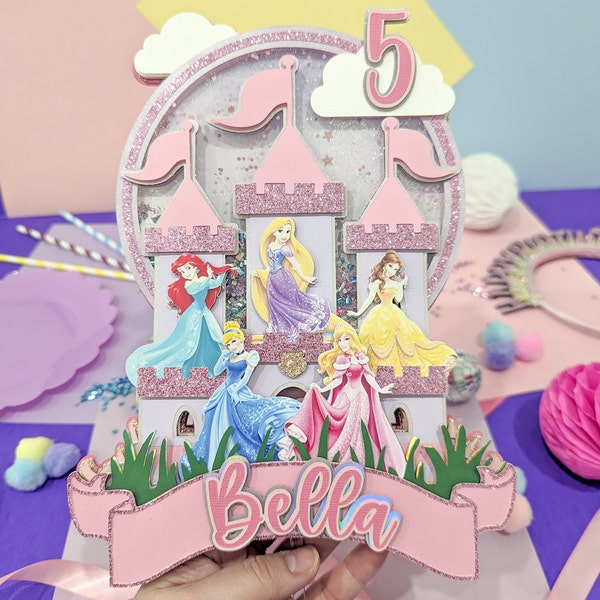 Cake Topper Princess Birthday | Princess Decorations |  Pink Girl Party | Pink Cake Topper | Cake Topper Name | Girl Birthday Cake