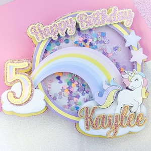 Einhorn Geburtstag Cake Topper: Regenbogen Pastell Party Shaker