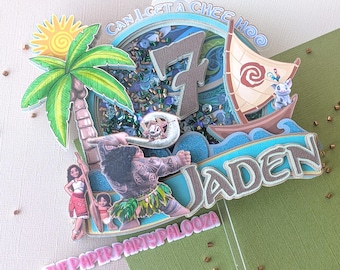 Adorno para tarta inspirado en Moana, cumpleaños de luau tropical, decoración para fiesta de chicas isleñas, adorno con temática oceánica, ¿Puedo conseguir un Chee Hoo?, Moana Maui