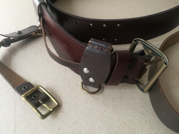 Military leather belt with shoulder strap Brown Mi