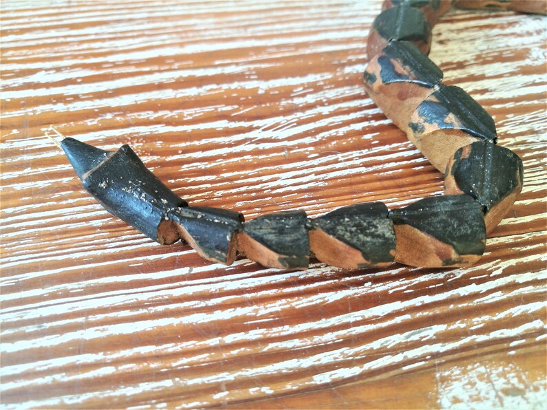 Soviet Flexible snake Toy Vintage Wooden snake Handmade wooden toy Ideas for gifts