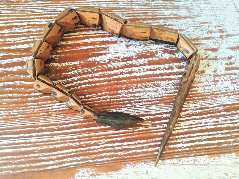 Soviet Flexible snake Toy Vintage Wooden snake Handmade wooden toy Ideas for gifts
