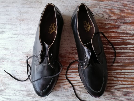 Vintage Men's Leather Shoes Soviet Shoes Black Leather - Etsy