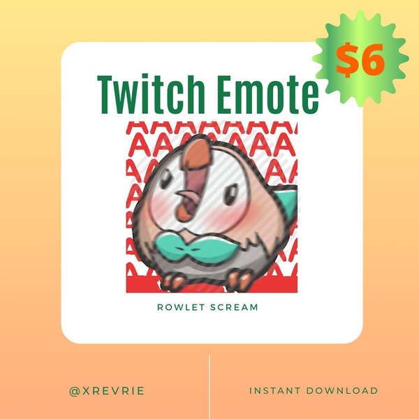 Rowlet Screams Animated Emote for Twitch, Discord, YouTube, etc.