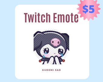 KUR0 Sad Crying Cute Kawaii Anime Cat Emote for Twitch, Discord, YouTube, Kick, etc.