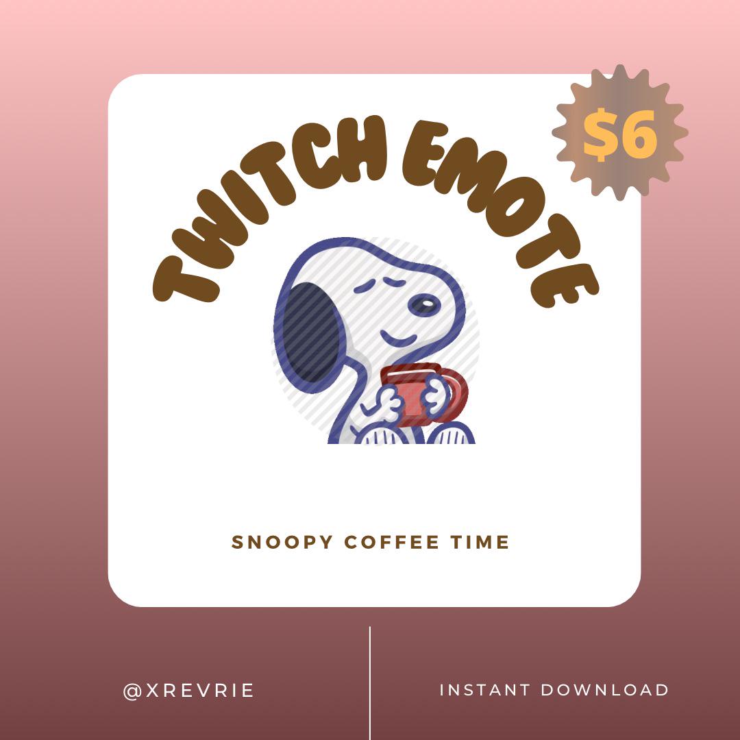 Snoøpy Coffee Time Cup Mug Animiertes Emote für Twitch, Discord, YouTube, Kick, etc.