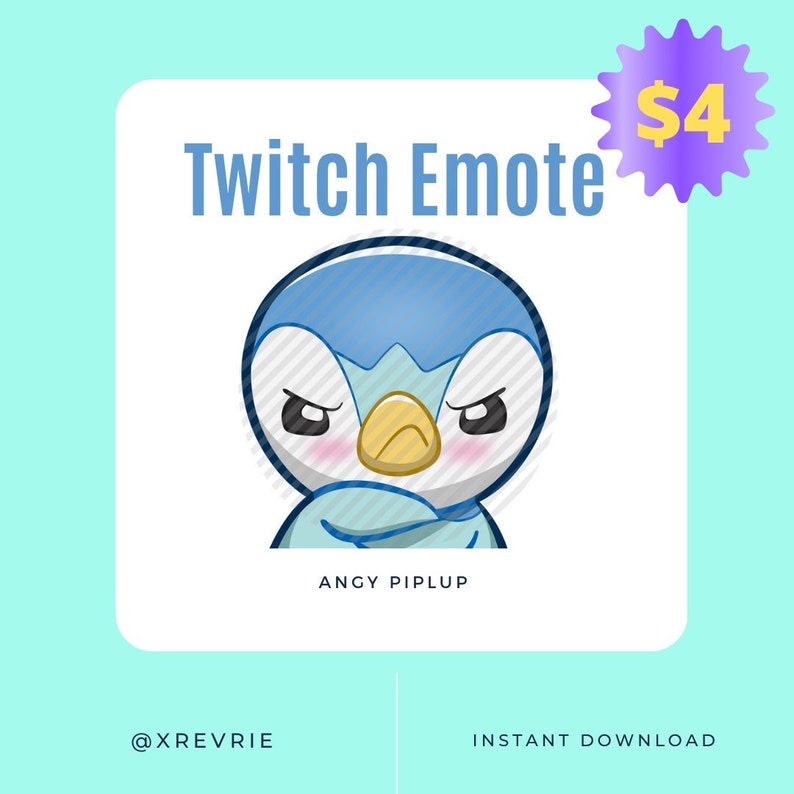 Angy Piplup Pokemon Emote for Twitch Discord Youtube Etc. - Etsy
