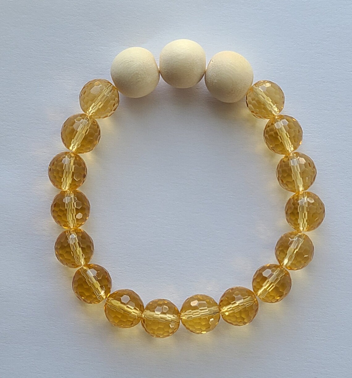 Yellow Gemstone Bracelet Quartz Bracelet Gemstone & Wood Etsy