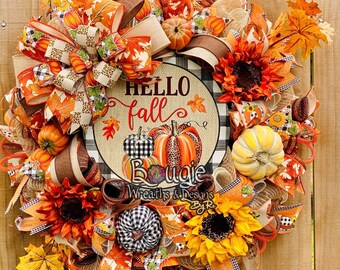 HELLO FALL WREATH; Fall Wreath; Fall Decor;