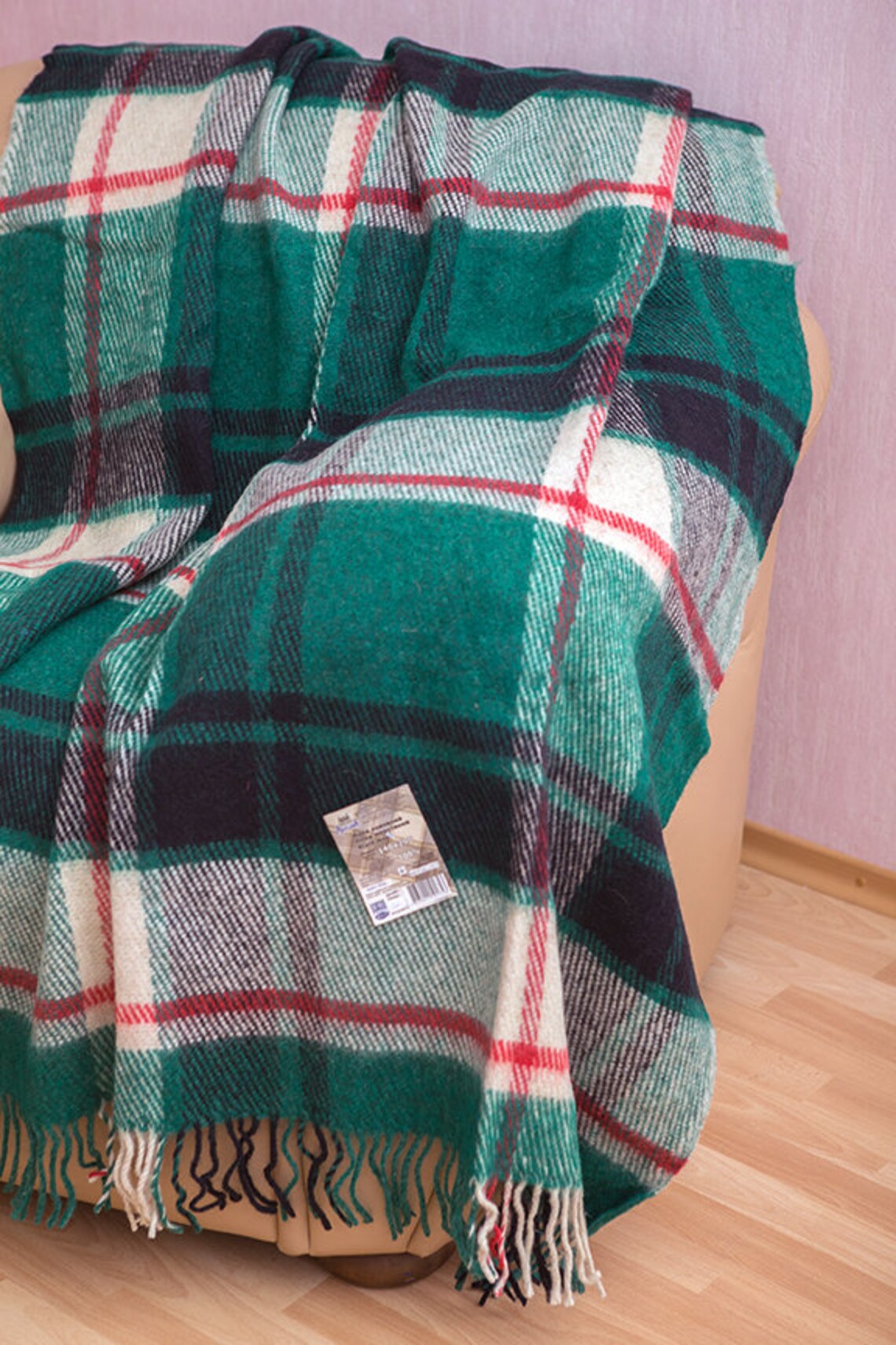 Wool blanket. Green wool blanket. Green wool plaid. Checkered Etsy