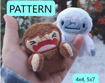 ITH Machine Embroidery Pattern: Yeti and Bigfoot (with 2 extra face files!)
