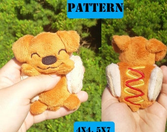 ITH Machine Embroidery Pattern - Hotdog Dog (plus extra face files!)