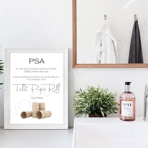 Change the Toilet Paper roll mom sign digital download PNG  JPG 8x10