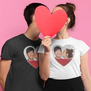 Personalized Heart Shaped Sequin With Picture Unisex Shirt Custom Reversible Sequin T Shirt Birthday Photo Valentines Day Gift Gag Gift Etsy