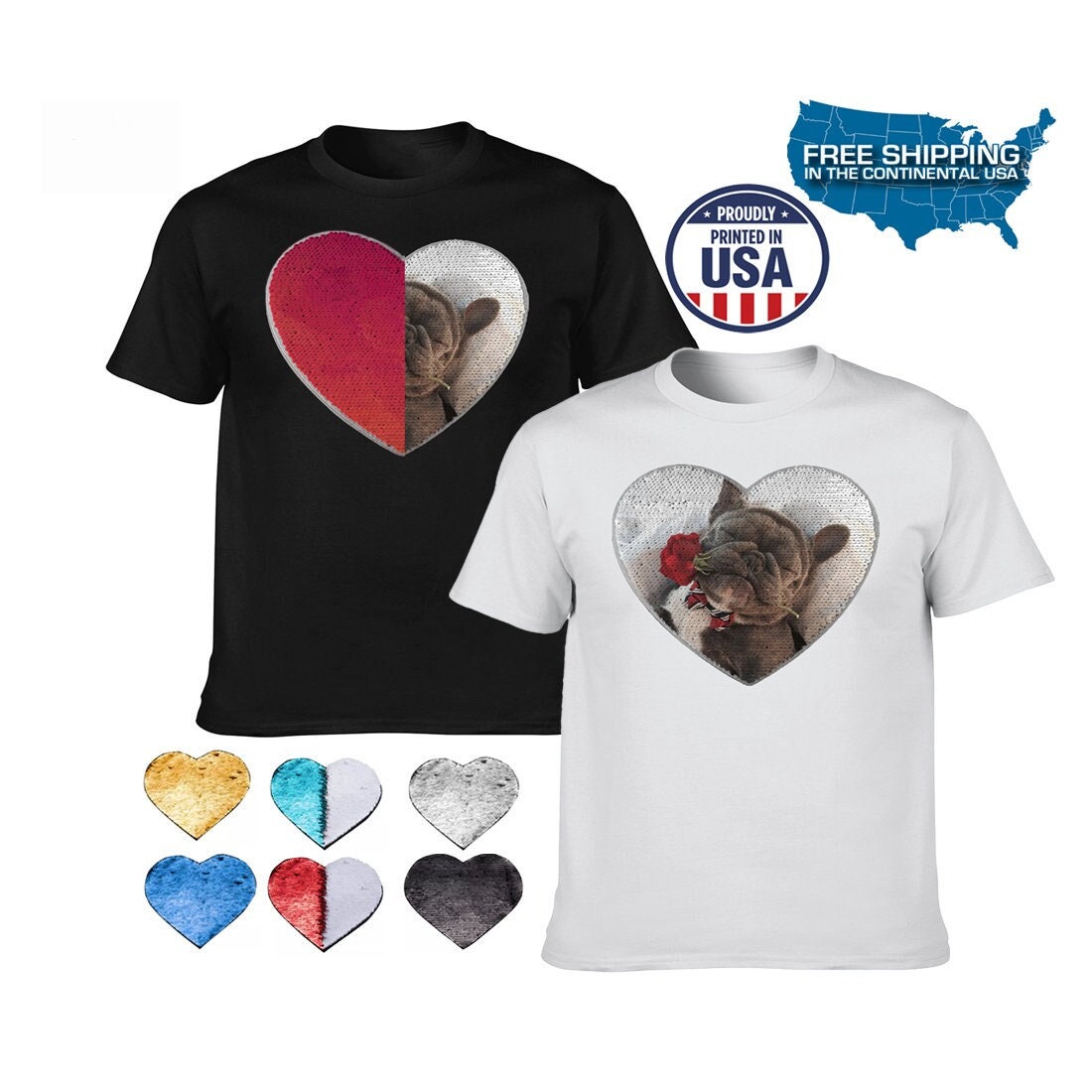 Personalized Heart Shaped Sequin With Picture Unisex Shirt - Etsy