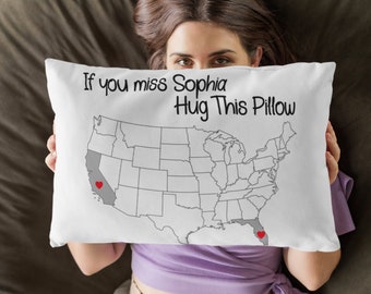 If You Miss “Name” Hug This Pillow Personalized long distance Relationship love gift boyfriend birthday funny couple gift I miss you Pillow