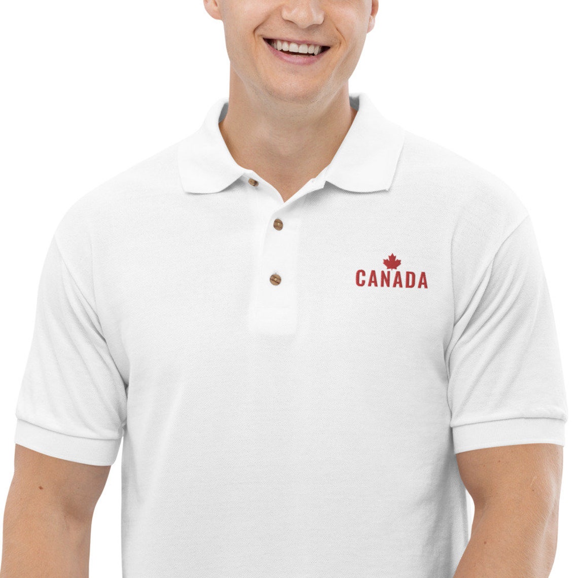 Canadian Maple Embroidered Polo Shirt Etsy New Zealand
