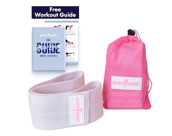 Light Resistance Fabric Pink Glute Band | Non-Slip Hip Band (Free Workout Guide)