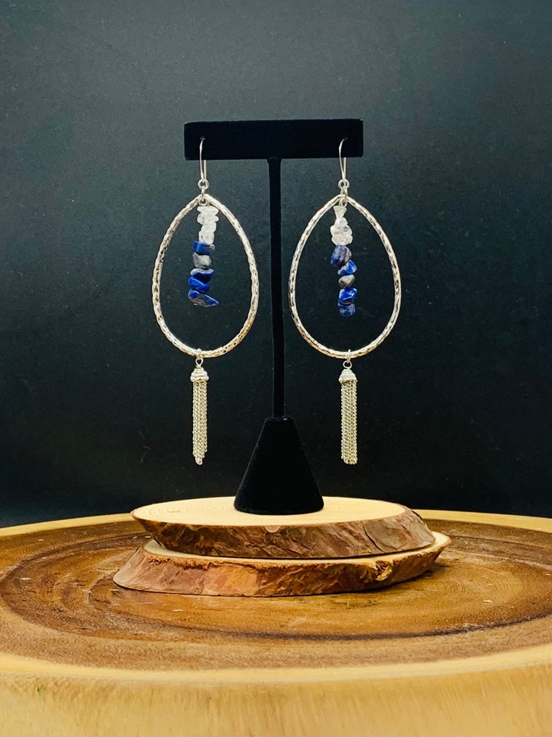 Earthly Blue SilverBlue Gemstone Teardrop Earrings