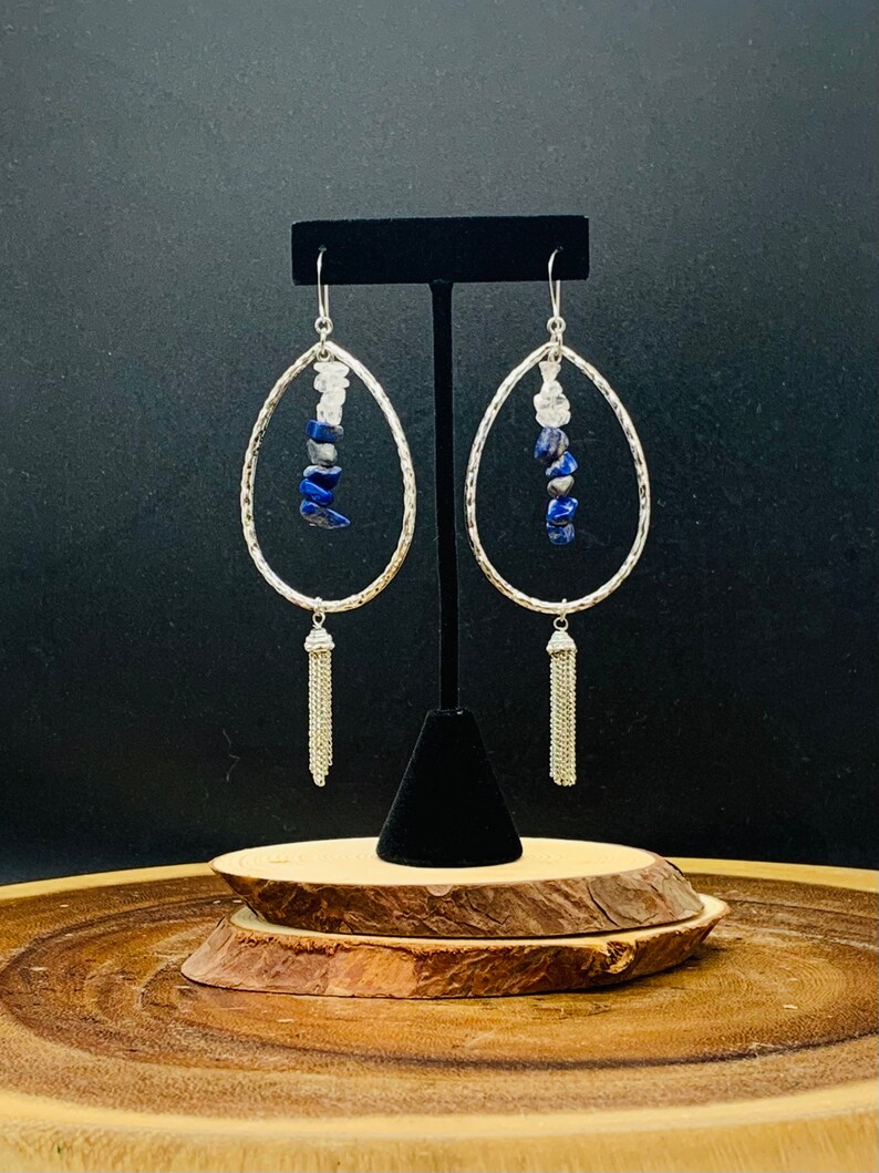 Earthly Blue SilverBlue Gemstone Teardrop Earrings