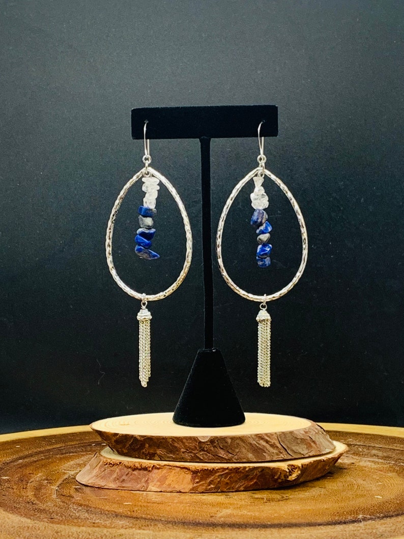 Earthly Blue SilverBlue Gemstone Teardrop Earrings