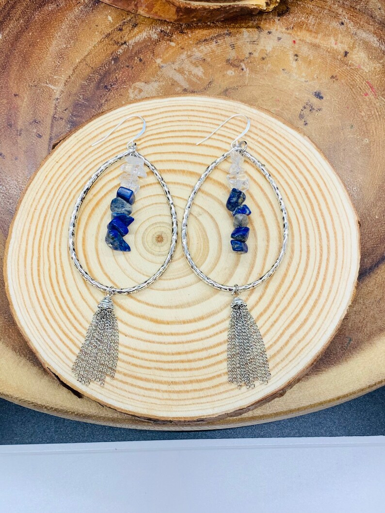 Earthly Blue SilverBlue Gemstone Teardrop Earrings