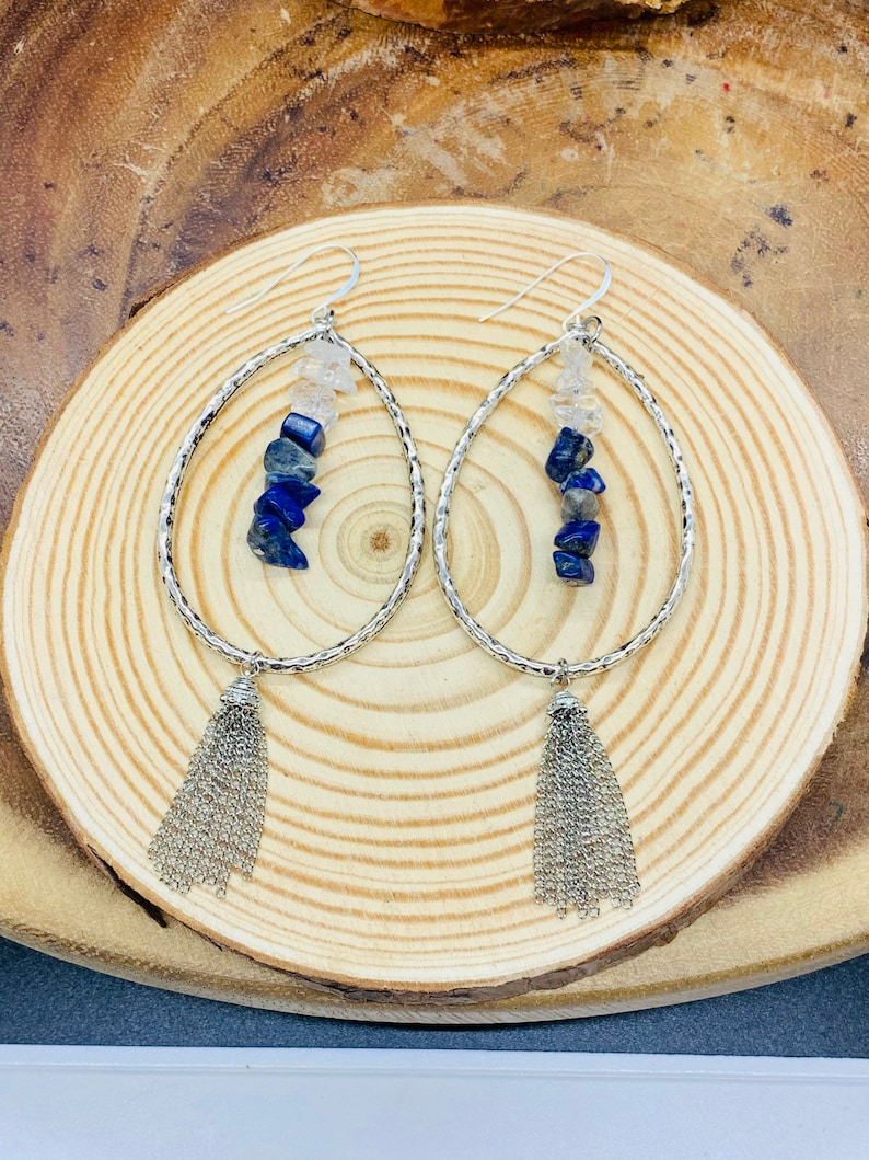 Earthly Blue SilverBlue Gemstone Teardrop Earrings