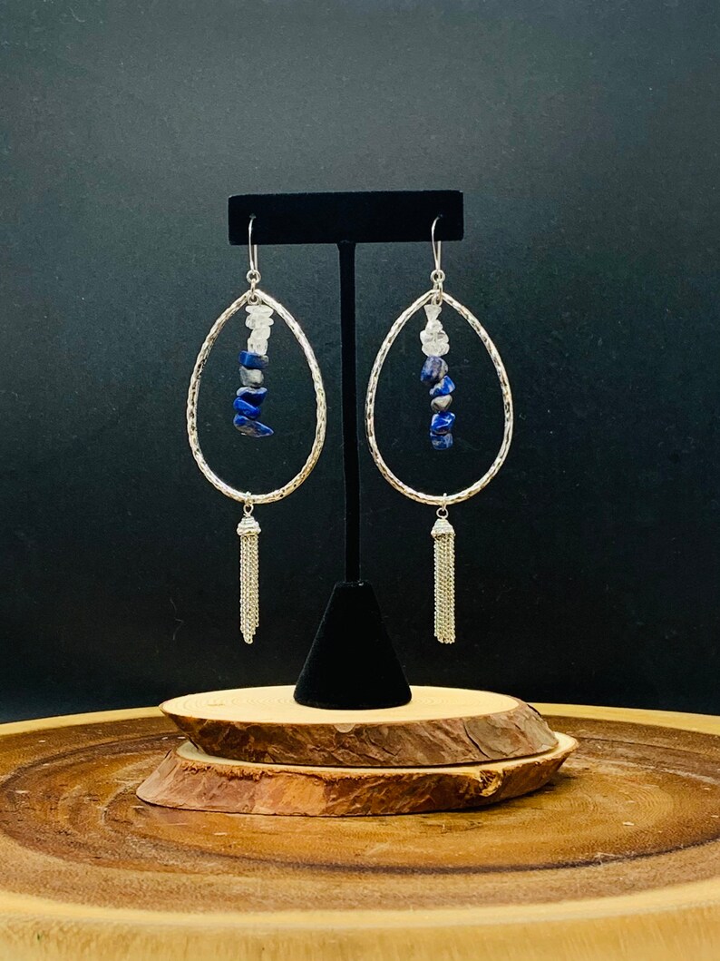 Earthly Blue SilverBlue Gemstone Teardrop Earrings