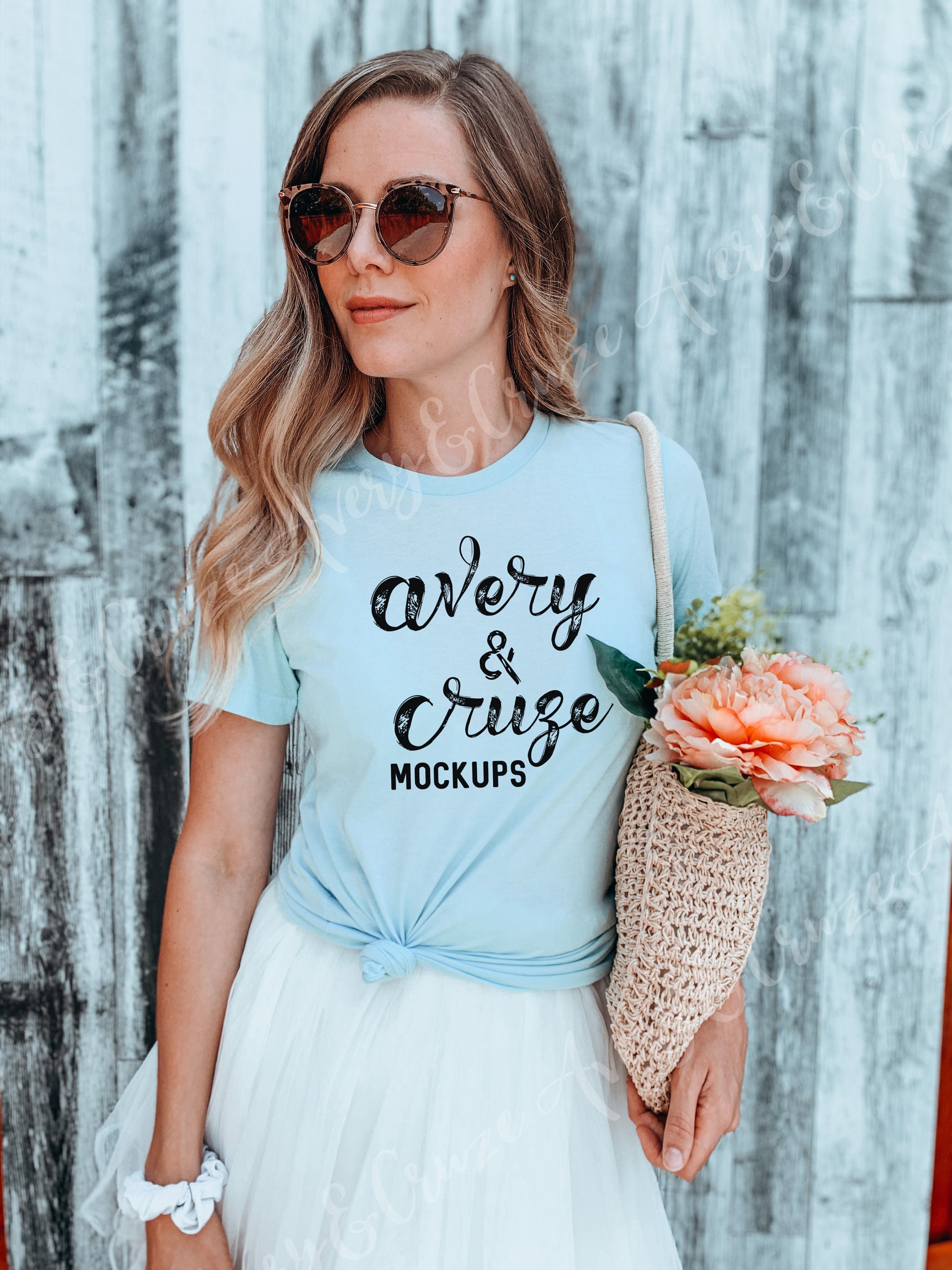 Heather Ice Blue Mockup Bella Canvas 3001 Mockup Boho Etsy