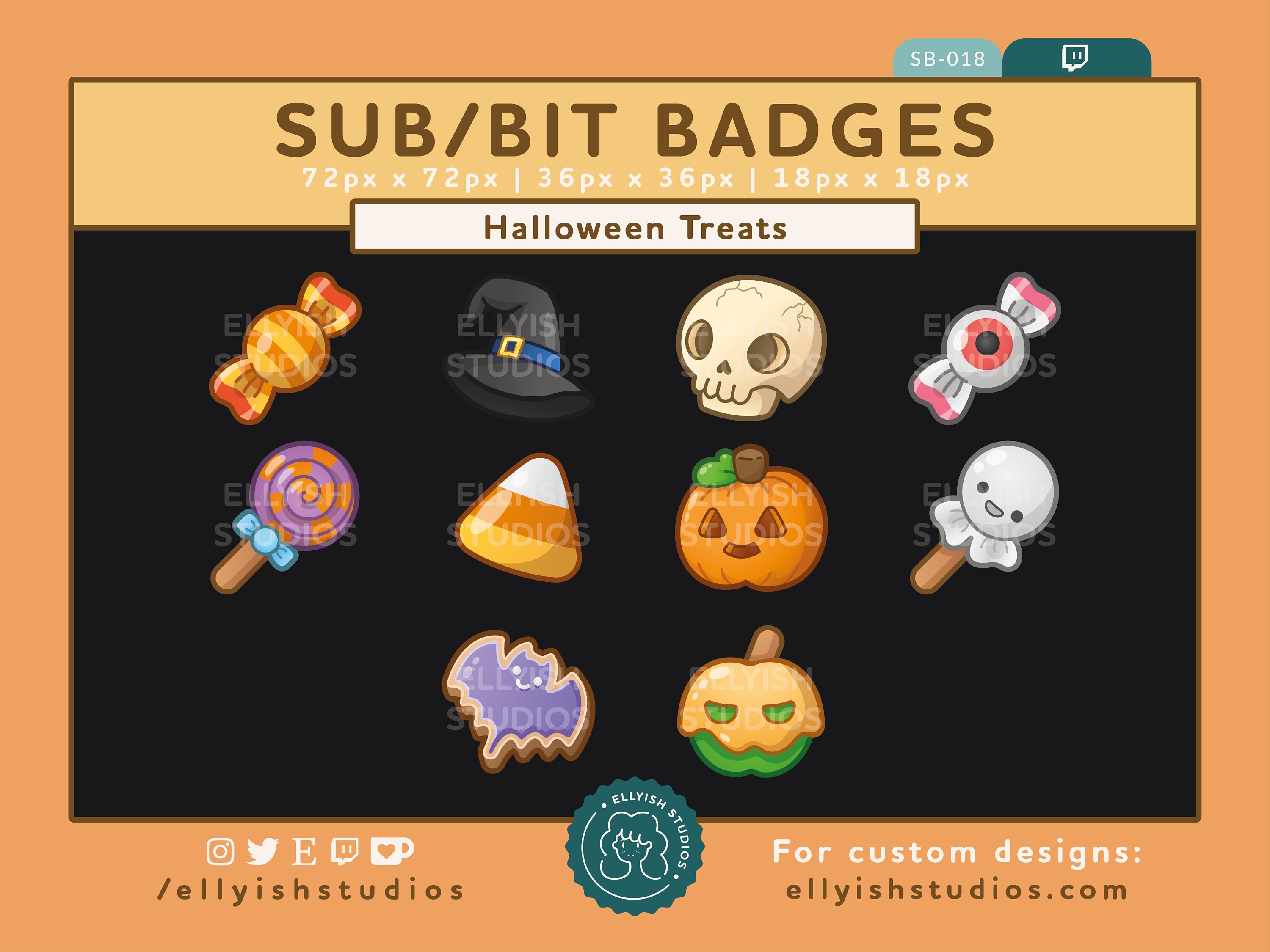 10 Halloween Candy Twitch Sub Bit Badges | Cheer Bit | Subscribe ...
