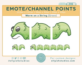 Worm on a String Emote | Channel Points | Long Wormy Toy | Green Nostalgic Toy | Aesthetic Cute Meme | Streamer | Twitch | Discord