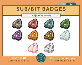 10 Ouija Planchette Twitch Sub Bit Badges | Cheer Bit | Subscribe Loyalty | Halloween Witch Spooky Board | Cute Kawaii | Streamer