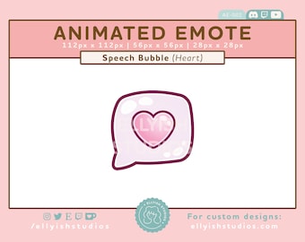 ANIMATED Heart Speech Bubble Emote | Comic Book | Pink Heart | Twitch Streamer | Cute | Valentines | Love Hype GG