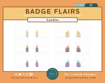 12 Candle Twitch Badge Flairs | Witch Halloween Summon | Autumn Spooky Scary Aesthetic Sub Badges | Sparkle Tiers | Streamer VTuber PNGTuber