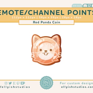 Moneda de Animal - Panda Rojo / Moneda / Puntos de Canal / Emote / Colección de Bits / Estética / Adorable / Kawaii / Transmisor / Twitch / Discord