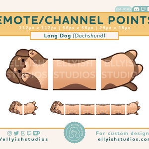 Extra Langer Dackel Hund Emote | Kanalpunkte | Japanisches Plüschtier | Braunwurst Welpe | Ästhetische Niedlich | Luftschlangen | Zucken | Zwietracht