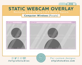 8 Twitch Purple Computer Webcam Game Overlay | Border Frame | 90's Nostalgic Windows 95 | Cute Kawaii Pastel Aesthetic | Streamer Graphics