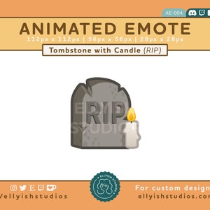 ANIMATED Tombstone Candle RIP Emote | Spooky Halloween Grave | Twitch Streamer | Gravestone Ghost Graveyard | Creepy Haunted Witch Candles