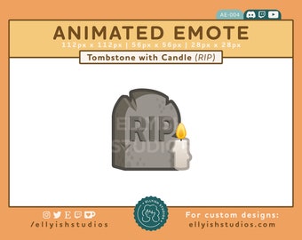 ANIMATED Tombstone Candle RIP Emote | Spooky Halloween Grave | Twitch Streamer | Gravestone Ghost Graveyard | Creepy Haunted Witch Candles