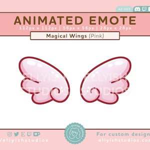 アニメ風マジカルピンクの羽の絵文字 | 2個セット | ピンクのアニメマジック | Twitchストリーマー | かわいい絵文字 | ラブバレンタイン