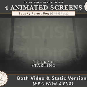 4 ANIMATED Spooky Stream Screens | Horror Scary Halloween | Girl Ghost | Starting Soon | BRB | Ending | Offline | Twitch | Goth Dark