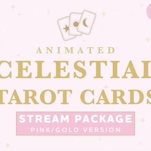 ANIMATED Magical Celestial Tarot Card Stream Package | Pink and Gold Aesthetic | Twitch | Gameplay | Overlay | Panels | Stars Witch Space