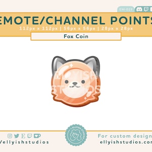 Moneda de animal - Zorro / Moneda / Puntos de canal / Gesto de zorro / Colección de bits / Estética / Adorable / Kawaii / Transmisor / Twitch / Discord