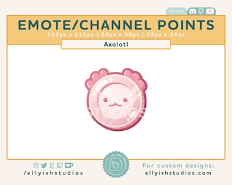 Animal Coin - Axolotl | Channel Points | Pink Emote | Bit Collection | Aesthetic | Cute | Kawaii | Streamer | Twitch | Discord