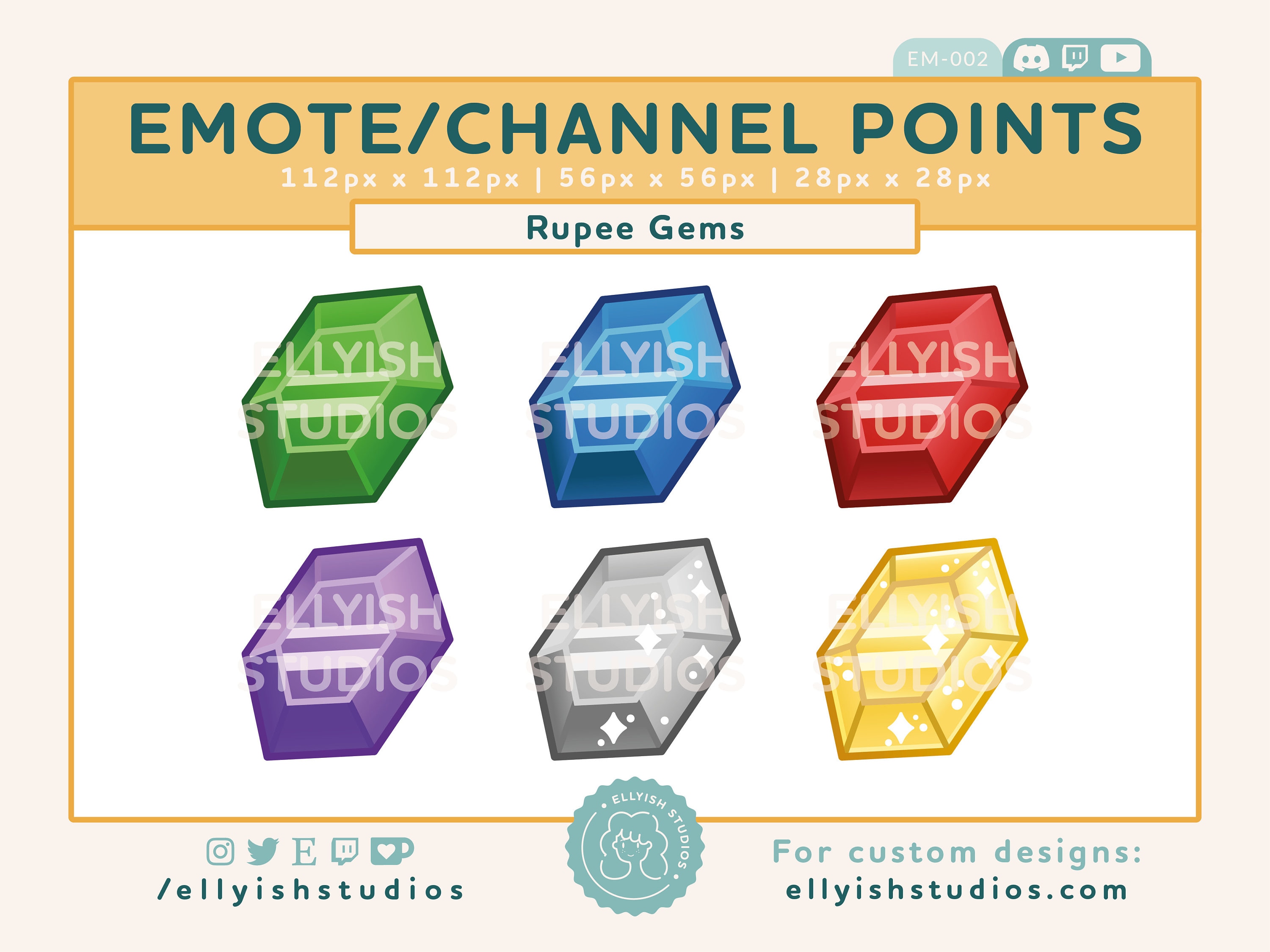 Rupee Gem Channel Points Emotes Jewels Diamonds Gems - Etsy