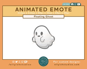 ANIMATED Floating Ghost RIP Emote | Spooky Halloween | Twitch Streamer | Ghoul Cute Ghosty | Creepy Haunted Witch Autumn VTuber PNGtuber