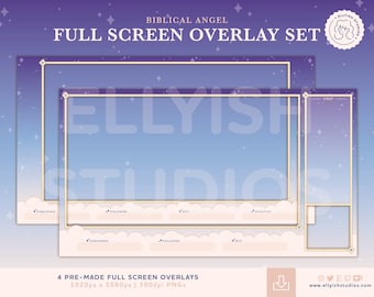 4 Stream Full Screen Overlay | Biblical Angel Angelic | Heaven Sky Clouds Stars Space Astrological Tarot | Webcam Chat Box | VTuber Twitch