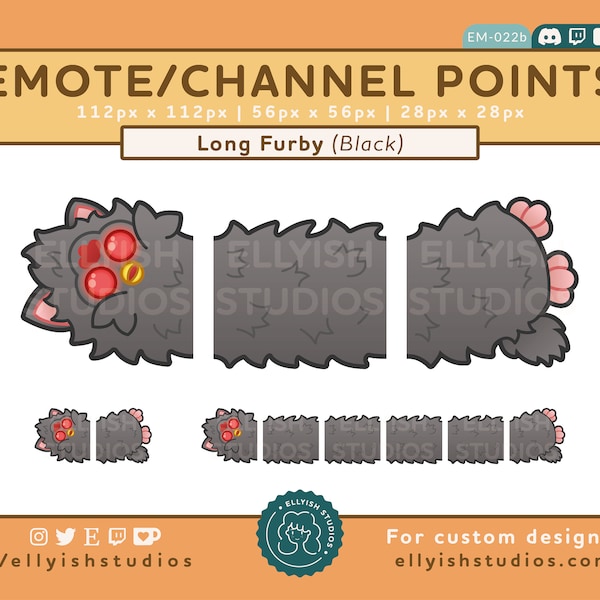 Long Black Furby Emote | Channel Points | Horror Creepy Halloween | Demon Spooky Aesthetic | Cute Nostalgic Toy | Twitch Streamer | Discord